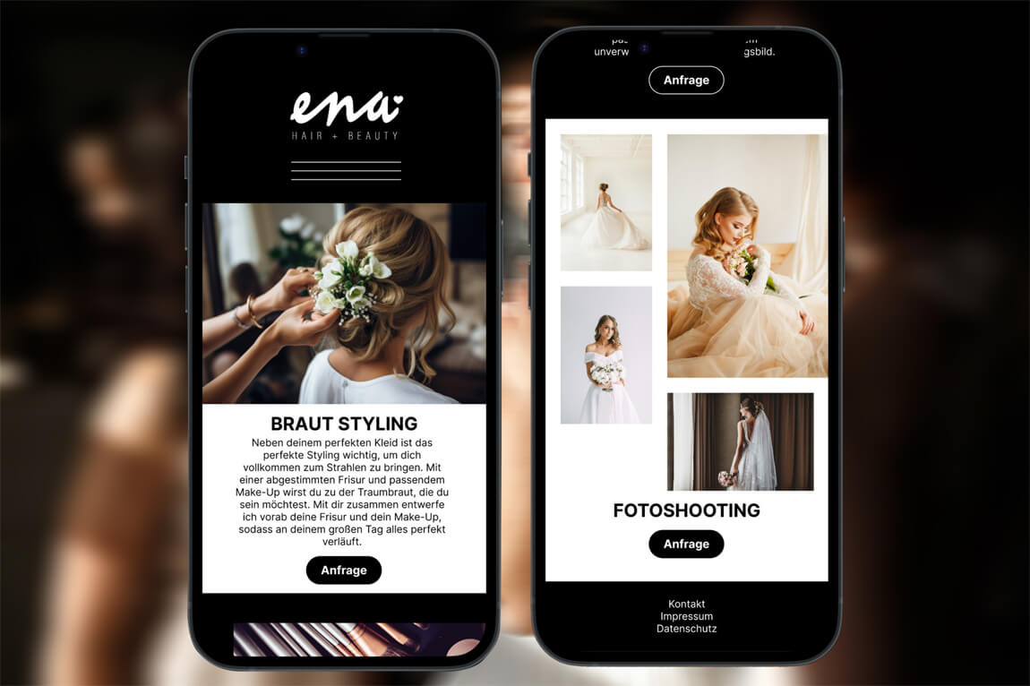 ena Hair + Beauty Mobilansicht auf dem Smartphone